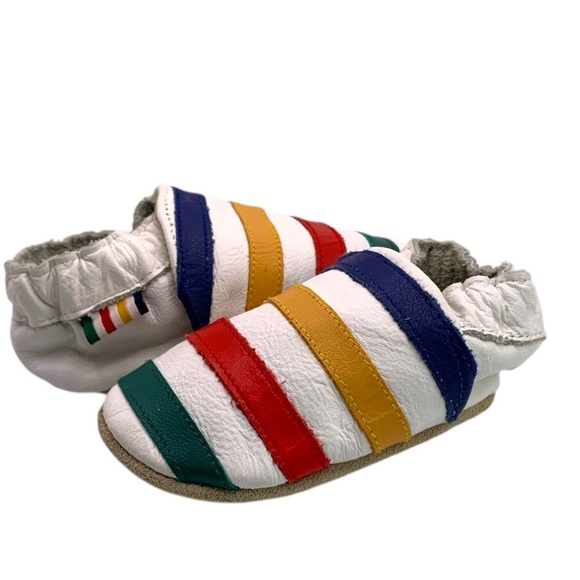 HUDSON BAY COMPANY Stripes Leather Booties - Picture 1 of 6